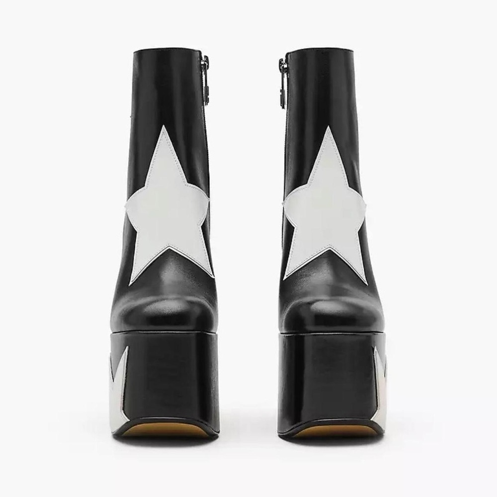 Marc Jacobs Black & White Star Platform Ankle Boots - Picture 6 of 7